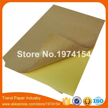 500 listov hnedé samolepiace A4 prázdne kraft label nálepka papier pre laserové alebo atramentové tlačiarne
