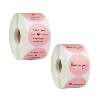 500pcs/roll Okrúhle Ružové Vďaka za podporu mojej small business nálepky prenosné tearable lesk samolepky papierové vrece 25 mm tesniaca