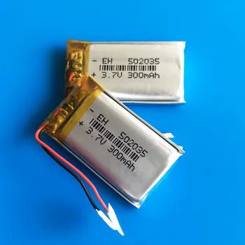 502035 3,7 V 300mAh lítium-polymérová lipo nabíjateľné batérie pre MP3, MP4, GPS bluetooth headset fotoaparát záznamník