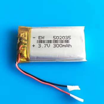 502035 3,7 V 300mAh lítium-polymérová lipo nabíjateľné batérie pre MP3, MP4, GPS bluetooth headset fotoaparát záznamník
