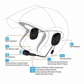50M Nepremokavé Moto Bezdrôtová Anti-interferencie Prilba Headset, handsfree bluetooth T2 Intercom pre Motocykel