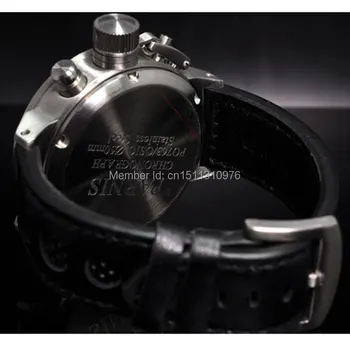 50mm Parnis Veľké Tvár black dial deň dátum pánske quartz HODINKY Plné chronograf P34