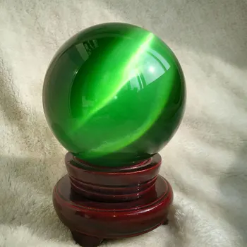 50mm Prírodného Kremeňa Green Cat Eye Krištáľovo Liečenie Loptu Oblasti Domácej Miestnosti Dekorácie Ornament Crystal Ball Festival Darček k Narodeninám