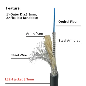50mtr Obrnené optický Patchcords nepremokavé LC-LC SC-SC, FC-FC 2 core patch viesť FTTA brnenie jumper Vonkajšie SM DX OD=3.0-3.3 mm