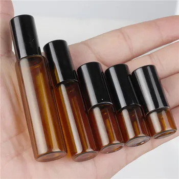 50pcs 1ML2ML 3ML 5ML Amber Prejdite Na Kolieskových Fľaše pre Esenciálne Oleje Naplniteľné Parfum Fľašu Dezodorant Kontajnerov so zlatým vekom