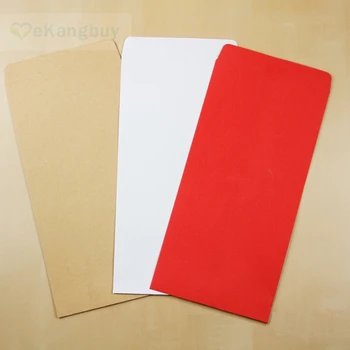 50pcs 22x11cm Biela Červená Kraft Obálky Peňažné Karty Skladovanie Obálok