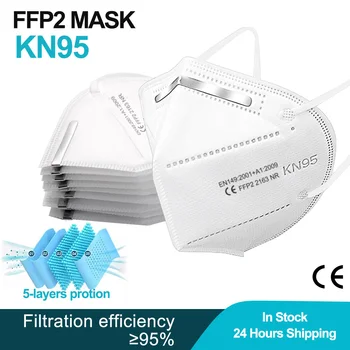 50PCS Biela FFP2 maska KN95 masky, Ochranné prachotesný úst maska pre starostlivosť o zdravie 5 vrstiev kn95 maska mascarillas rýchle dodanie