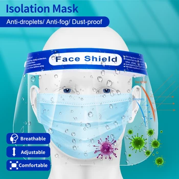 50PCS celotvárové Masky Anti-kvapôčky Anti-fog protiprachová Štít na Tvár Ochranný Kryt Priehľadný Tvár, Oči Chránič Bezpečnosti Maska