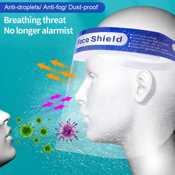 50PCS celotvárové Masky Anti-kvapôčky Anti-fog protiprachová Štít na Tvár Ochranný Kryt Priehľadný Tvár, Oči Chránič Bezpečnosti Maska