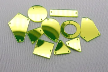 50pcs Najvyššej kvality Neon Žltá farba zrkadlo v tvare šiť na acryl kamienkami s otvormi ploché späť zrkadlo akrylové korálky
