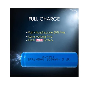 50pcs PKCELL 3.2 v 600mAh IFR14500 Lifepo4 AA Nabíjateľné Batérie Vysokej Kvality Zelená, Lítiové Batérie, Pre Solárne Svetlo