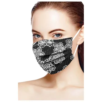 50pcs Unisex Jednorázové Masky pre Dospelých Čipky Tlač Tri Ochranné Vrstvy Priedušné Jednorazové Maska maska mascarillas kryt