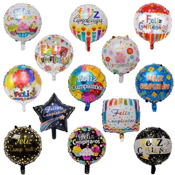 50pcs/veľa 18-palcové Feliz cumpleanos španielsky narodeninové balóny kolo mylar hélium ballon happy birthday party vzduchu globos baloes
