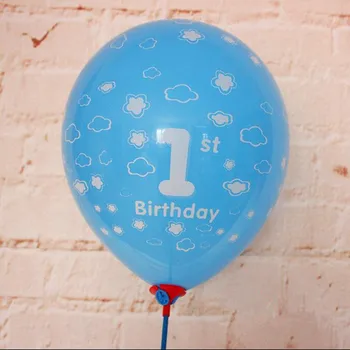 50pcs/veľa Prvé Narodeniny balón počet balónikov 1. Narodeniny vytlačené balóniky ružový blue pearl ballon na narodeniny