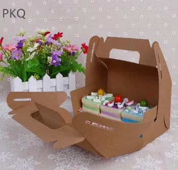 50pcs Vysokej Kvality Kraft Papier Prospech Box Cupcake Box s rukoväťou Biele Papierové obaly Tortu Boxy Strany Darčeka Kartónovej Škatuľke