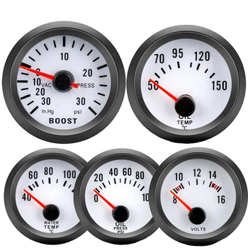 52mm Boost/Voda Temp/Olej Temp/Olej Stlačte/Napätie Prierez Auto PSI turbo manometre ukazovateľ auto úprava Meter boost meradiel
