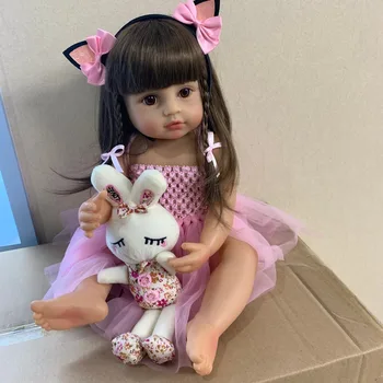 55 cm Bebe reborn Plný Silikónové Telo Baby Doll Hračka Pre Dievča, ružová princeznička batoľa dievča bábiku hračky darček