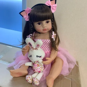 55 cm Bebe reborn Plný Silikónové Telo Baby Doll Hračka Pre Dievča, ružová princeznička batoľa dievča bábiku hračky darček