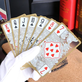 55 Karty Paluby Zlaté Okraje Hracej Karty, Nepremokavé Plastové Poker Zbierku Kariet Najlepšie Christmtas Dar Učenia Carta De Poker