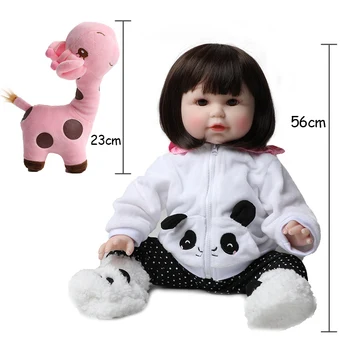 56 CM 22 inch Silikónové Reborn Bábiky Baby Batoľa Bonecas Realistické Baby Doll dievčatá Realisticky oblečenie pre bábiku s Žirafa Hračky Darček