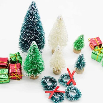 56 Ks Umelá Mini Vianočné Stromčeky Miniatúrne Sisal Matné Vianočné Stromčeky Fľaša Kefa Stromy pre KUTILOV, Remeselníkov Domov