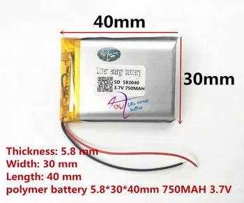 583040 3,7 V 603040 750mAh li-ion polymérová batéria kvalita tovaru kvality CE, FCC, ROHS certifikačný orgán