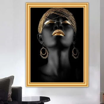 5D DIY Diamond Maľovanie Black White Gold Moderná Žena Cross stitch Diamond Výšivky Mozaikové Umenie Obrázok Kamienkami Domova