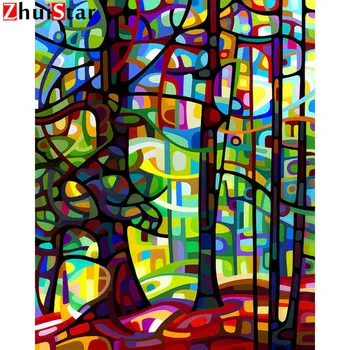 5D DIY diamond maľovanie cross stitch námestí farebné lesy nepravidelný olejomaľba mozaiky domov výšivky drahokamu dekor WHH