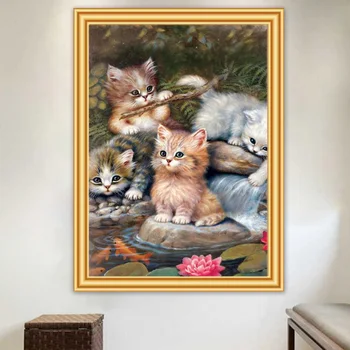 5D DIY Diamond Maľovanie Mačka Zvierat Nastaviť Cross Stitch Súpravy Plný Diamond Výšivky Mozaikový Obraz Kamienkami Domova Darček