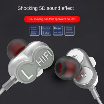 5D Stereo Zvuk Káblové In-ear Športové Spev Slúchadlo pre IPhone, Samsung Xiao Huawei Vivo Oppo 3,5 mm