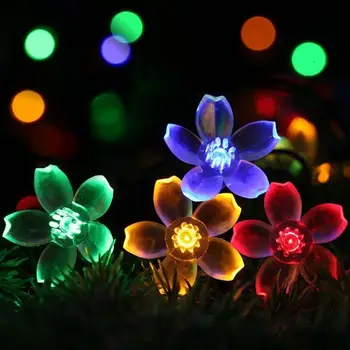 5m 50LEDs Vonkajšie Nepremokavé Solárnej Energie Broskyňa Kvet Kvet Dekoratívne String Svetla Teplá Biela,Modrá,RGB pre Party dekorácie