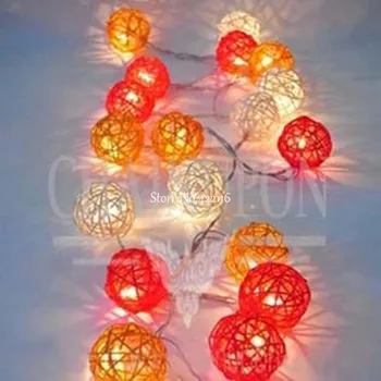 5m LED Reťazec Svetlá Thajsko 20 Ratan Loptu Sepak Takraw Svetlá Vence Pre Hotely Bar Svadobné, Vianočné Party Miestnosti Dekorácie