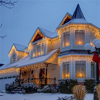 5M Vonkajšie Vianočné Svetlo Opony Cencúľ String Svetlo Časti 0.4-0.6 m Garland Opony Lampa Dovolenku Dekorácie Pre Domov Okno