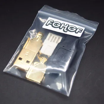 5set/veľa zlatenie DIY 4 v 1 Typ USB 2.0 4 Pin Samec Zástrčku Konektora s plastovými shell