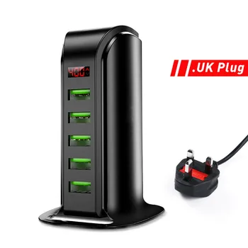 5V 4A 5 USB Rýchlu Nabíjačku USB Nabíjačku Pre telefón, Tabliet EÚ a USA, UK, Zapojte Stenu Mobilný Telefón, Nabíjačku Adaptér Rýchle Nabíjanie Digitálne Červená
