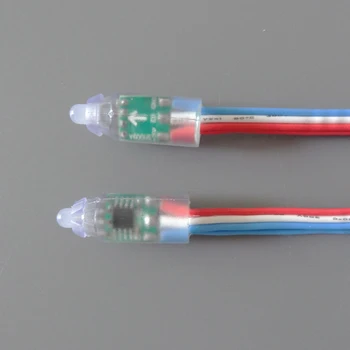5V 50nodes SM16703 9mm bullet typ adresný LED pixel string svetlo;IP68 menovitý;RGB farebný svetelný;9 mm otvorený otvor pre montáž
