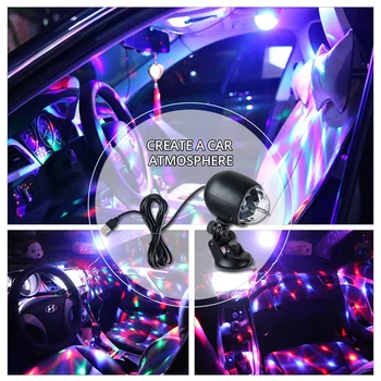 5V USB LED Fáze Svetlo Automatické Otáčanie Crystal Magické Gule, DJ, Disco Svetlo S Prísavkou sa Vzťahujú Na Auto Strany Dovolenku Dekor