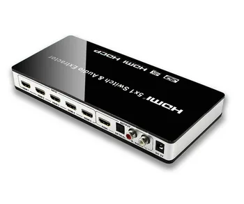 5x1 HDMI Prepínač Prepínač Audio Extractor 4Kx2K Video 3D 5 v 1, HDMI out Toslink Stereo RCA Audio výstup Pre PS3/4 Kamery, DVD, TV