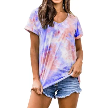 5XL Plus Veľkosť Letné Topy Ženy tie Dye 3D Gradient T Shirt Bežné Krátky Rukáv Ženy Tričko 2020 Nové Módne Ženy Streetwear