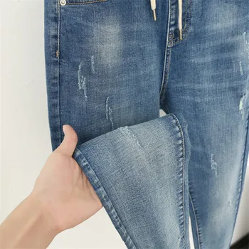 5XL Plus Veľkosť Priateľ Džínsy Pre Ženy Bežné Vintage Vysoký Pás Jeans Denim Hárem Nohavice Elastický Pás Denim Džínsy Femme K421