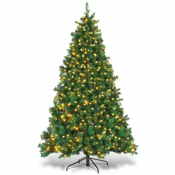 6/7 ft/8 ft Vianočný Stromček Umelé Dekorácie LED Svetla s Pevné Kovové Nohy pre Domáce Stranu Nové LBShipping
