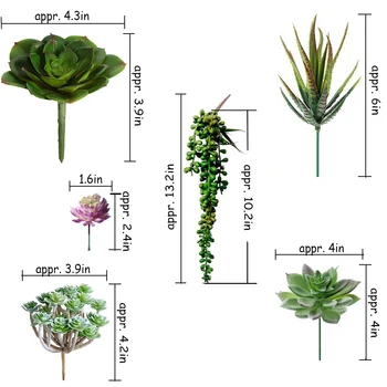 6 Ks Umelých Succulents Rôznych Druhov Najrôznejších Faux Sukulentných Rastlín Unpotted pre Kvetinový Aranžmán Domáce Dekorácie