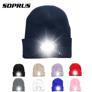 6 LED Čiapky Pletený Hat Odnímateľný Nabíjateľná Baterka Spp Lezenie Rybárske potreby na Kempovanie Spp Ženy Muži Zime Teplé Osvetlené Klobúk