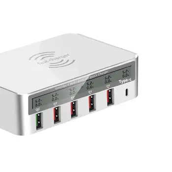6-Port USB, Smart Nabíjací Zdroj, Adaptér QC3.0 Univerzálna Bezdrôtová Nabíjačka s Obrazovke Digitálny Displej