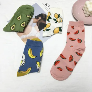6 Párov Lete Cartoon Ponožky Ovocie Bavlna Melón Citrón, Jahody Avokádo Ženy kórejská Verzia Ponožka Fashion Street Ponožky
