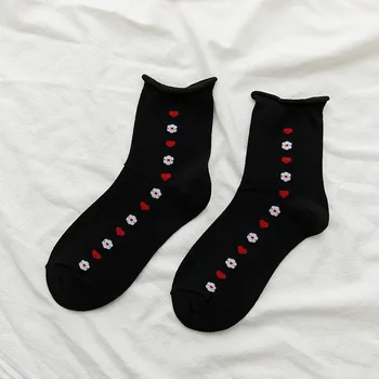 6 Párov/veľa Japončina kórejčina Kawaii Ponožky Ženy s Módne Okraji Kvet Ženu Ponožky Bavlny a Zábavné B0036