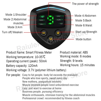 6 Režim Smart Ems Stimulácia Svalov Tréner Fitness Tréning Brucha Elektrické Chudnutie Nálepky Domov Športové Vybavenie