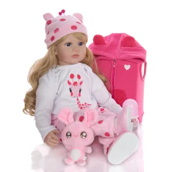 60 CM baby reborn bábiky batoľa dievča kučeravé blond vlasy silikónové vinyl končatín kvalitné zberateľské reborn bábiky deti hračky gi