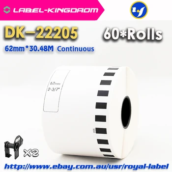 60 Roliek Všeobecné DK-22205 Štítku 62mm*30.48 M Kontinuálne Kompatibilný pre Brother QL-570/700/720 Tlačiareň štítkov DK-2205