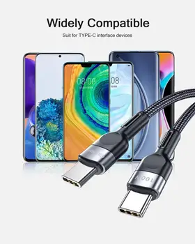 60 W 100 W USB C, USB Typ-C Kábel Rýchle Nabíjanie Typu C, Dátový Kábel, Nabíjačka, Kábel Drôt Pre Macbook Huawei Samsung Xiao